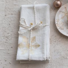 Snowflake Print Linen Napkins Set of 4