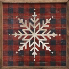 Snowflake Red Plaid Wall Art