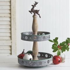 Snowflake Tiered Tray With Reindeer
