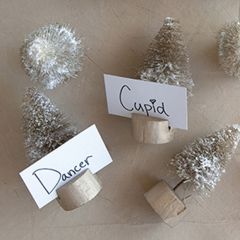 Snowy Bottlebrush Tree Place Card Holders Set of 6