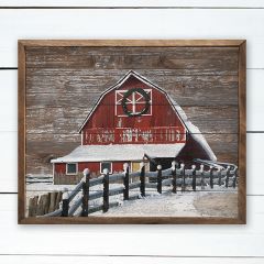 Snowy Christmas Barn Rustic Wall Decor