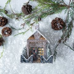 Snowy Christmas Cabin Ornament