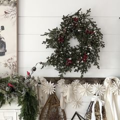 Snowy Farmhouse Holiday Wreath