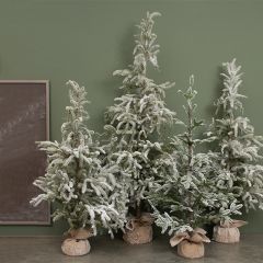 Snowy Faux Tree With Wrapped Burlap Base