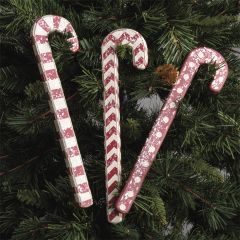 Snowy Festive Wooden Candy Cane Set of 3