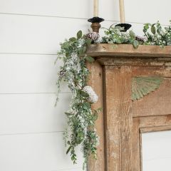 Snowy Mixed Greenery With Pinecones Garland