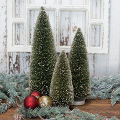 Snowy Moss Decorative Tabletop Trees Set of 3