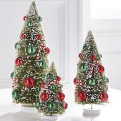 Snowy Ornament Bottlebrush Tree Set of 3