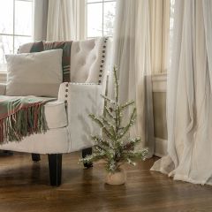 Snowy Pine Burlap Wrapped Tree