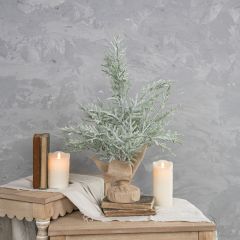 Snowy Pine Tree With Burlap Wrapped Base 24 Inch