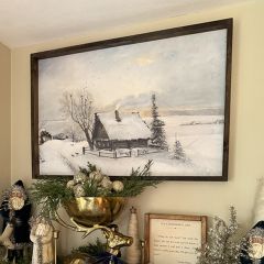 Snowy Sunset at The Cabin Printed Canvas Wall Art