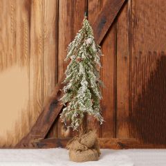 Snowy Tree with Burlap Wrapped Base 24 Inch
