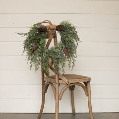 Snowy Weeping Cedar and Pinecone Wreath