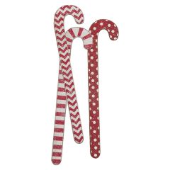 Snowy Wooden Candy Cane Set of 3