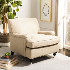 Soft Linen Club Chair On Casters