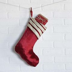 Soft Velvet Stocking With Taffeta Cuff