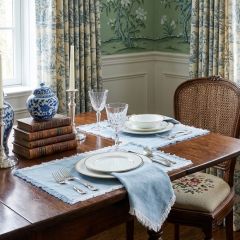 Southern Heirloom Fringed Blue Placemat Set of 6