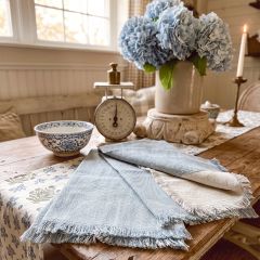 Southern Heirloom Fringed Blue Tea Towels Set of 2