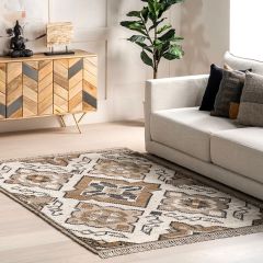 Southwestern Jute Area Rug With Fringe