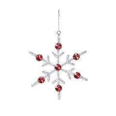 Sparkling White Bead Snowflake Ornament 6 Inch Set of 6