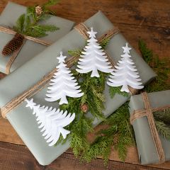 Sparkly White Christmas Tree Ornament Set of 4