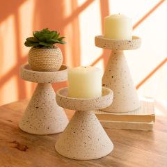 Speckled Clay Pedestal Pillar Holders Set of 3