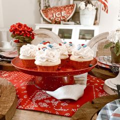 Speckled Enamelware Red Cake Stand