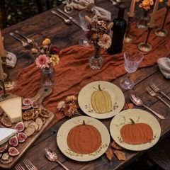 Speckled White Wood Pumpkin Plate Set of 3