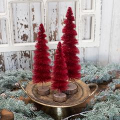 Spiral Cut Decorative Bottlebrush Trees Set of 3