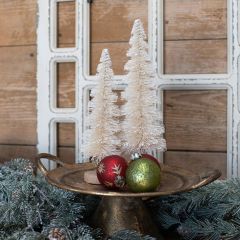 Spiral Cut White Bottle Brush Tree Set of 2