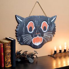 Spooky Cat Hanging Metal Wall Decor