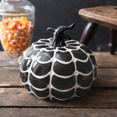 Spooky Ceramic Spiderweb Pumpkin