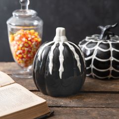 Spooky Skeleton Ceramic Pumpkin