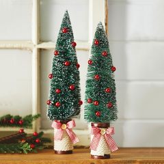 Spool Base Bottlebrush Tree Set of 2
