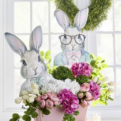 Spring Accents Dapper Bunny Garden Stakes Set of 2