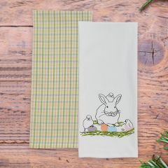 Spring Bunny and Chicks Printed Dish Towels Set of 2