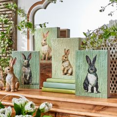 Spring Bunny Wood Block Set of 4