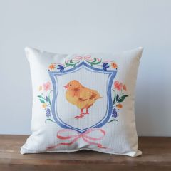 Spring Chick Crest Accent Pillow