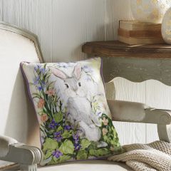 Spring Flowers Bunny Accent Pillow