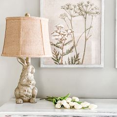 Spring Rabbit Lamp With Burlap Shade