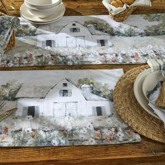 Springtime Barn Cotton Table Runner 36 Inch