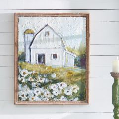 Springtime Barn Embossed Metal Wall Art