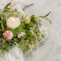 Springtime Faux Floral Candle Ring