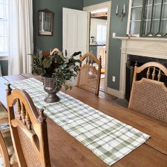 Springtime Green Plaid Table Runner