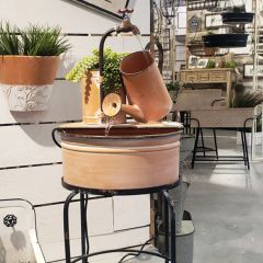 Sprinkling Can Water Feature on Metal Stand