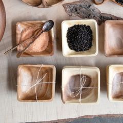 Square Acacia Wood Bowl Collection Set of 3