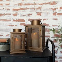 Square Bronze Lantern Set of 2