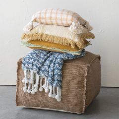 Square Hand Woven Jute Pouf