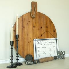 Square Handled Rustic Round Bread Board 29 inch