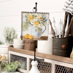 Square Metal Lemons Tabletop Sign With Hanger